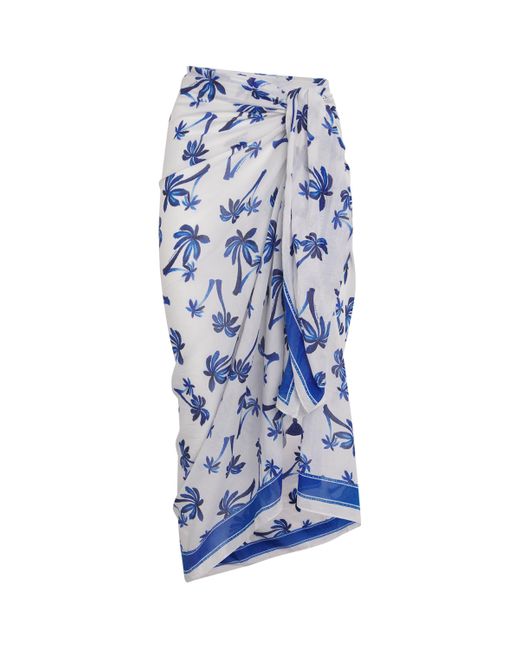 Heidi Klein Blue Cotton-Silk Palm Beach Sarong