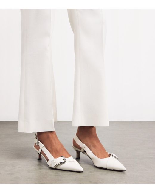 Maje Natural Leather Buckle Slingback Pumps 55