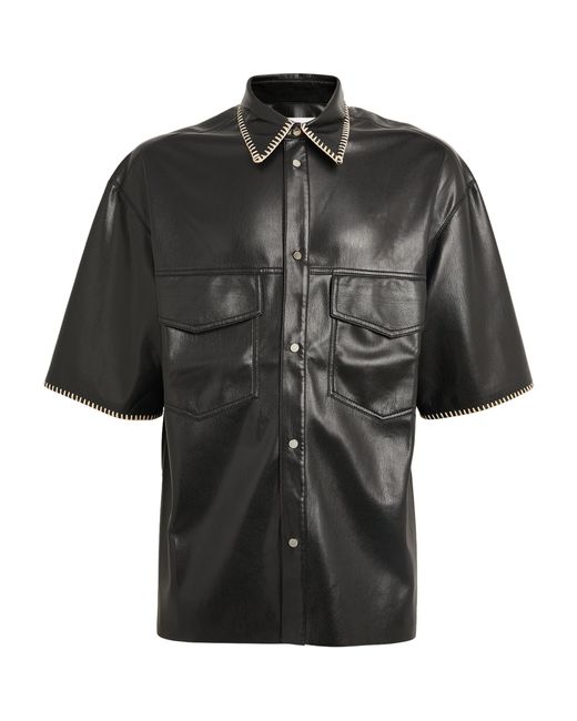 Nanushka Black Faux Leather Shirt for men