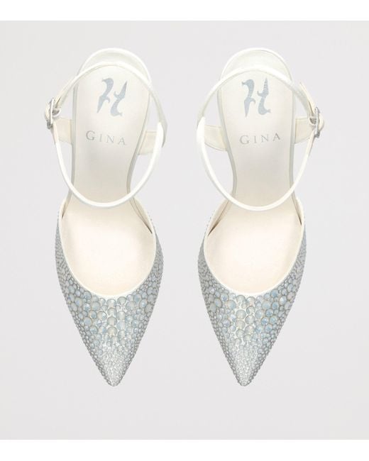 Gina White Satin Embellished Karla Pumps 85