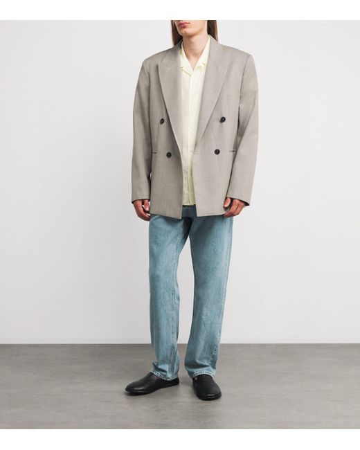 FRAME Gray Wool Double-Breasted Blazer for men