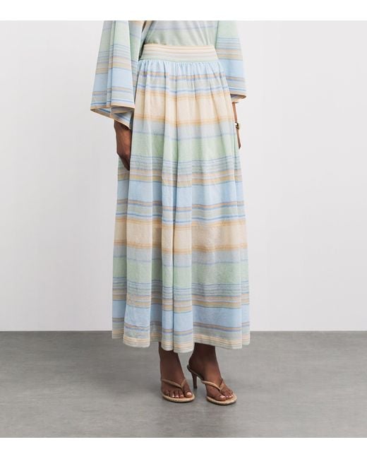 Zimmermann Blue Indra Stripe Maxi Skirt