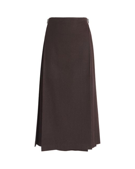 Johnstons Brown X Le Kilt Wool-Cashmere Tailored Midi Skirt