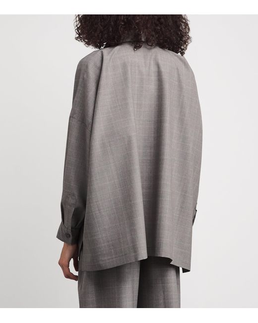 Eskandar Gray Virgin Wool Wide A-Line Shirt Jacket