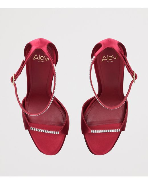 ALEVI Red Satin Ninel Xtal Heeled Sandals 110