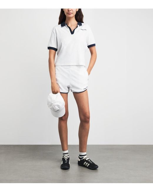 Sporty & Rich Blue Terry Cotton Signature Logo Polo Shirt