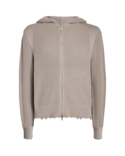 Won Hundred Brown Cotton Glasgow Zip-Up Hoodie for men