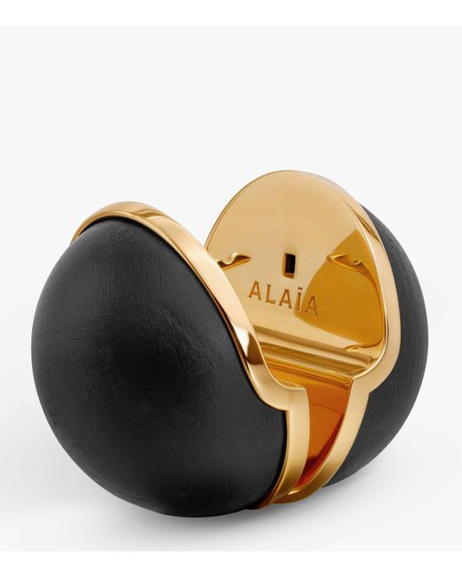 Alaïa Black Wood Sphere Earrings