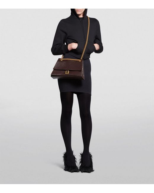 Balenciaga Brown Patent Calfskin S Hourglass Top-handle Bag