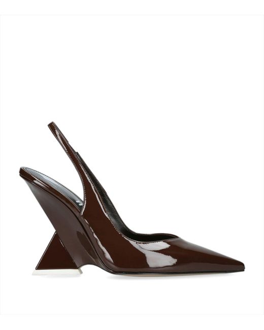 The Attico Brown Leather Cheope Slingback Heels 105