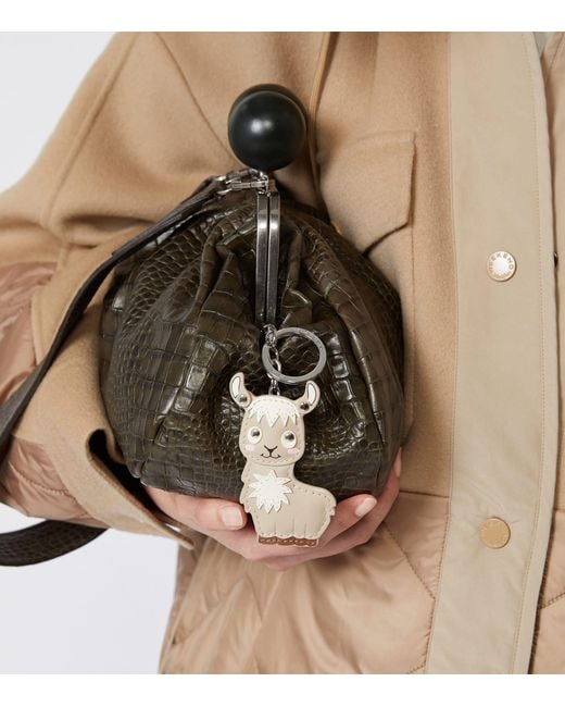 Weekend by Maxmara White Leather Llama Keyring