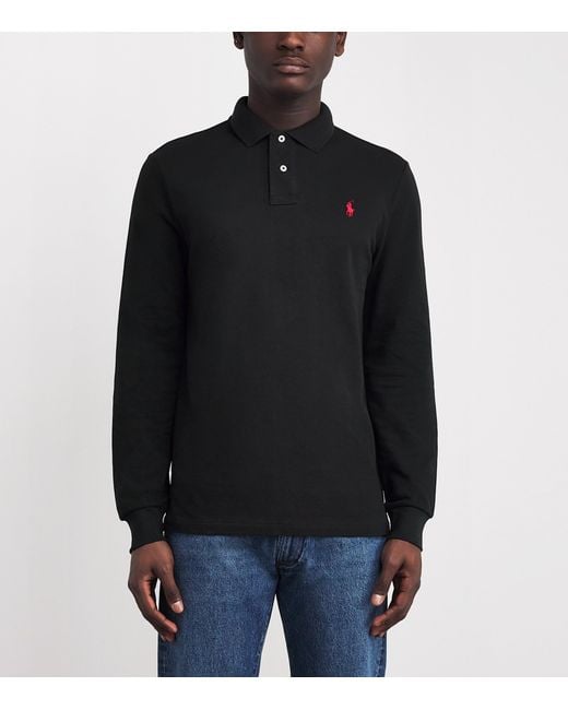 Polo Ralph Lauren Black Polo Pony Long-Sleeved Polo Shirt for men