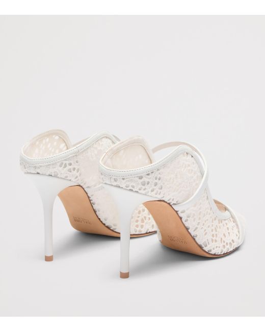 Malone Souliers White Broderie And Mesh Maureen Heeled Mules 85