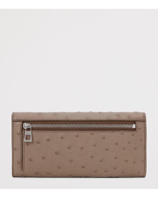 Loewe Brown Ostrich Leather Pebble Continental Wallet