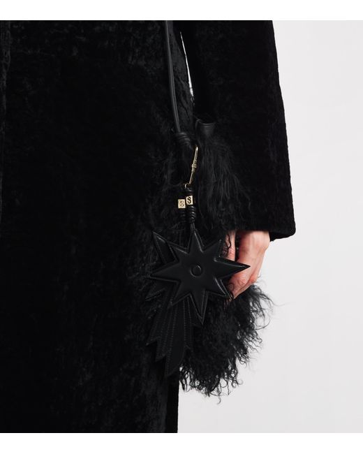 Yves Salomon Black Lamb Leather Star Keyring