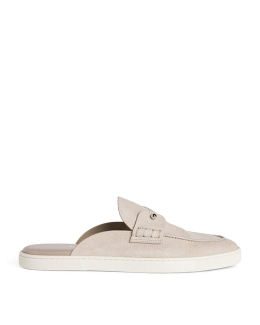 Christian Louboutin White Chanme Calf Leather Boat Shoes for men