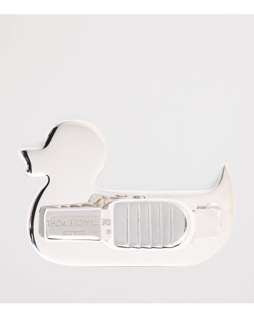 Thom Browne Black Sterling Duck Tie Bar for men