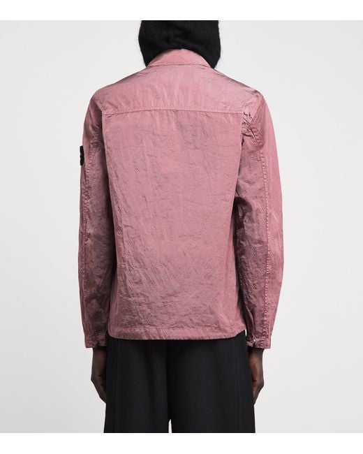 Stone Island Pink Nylon Double-Dyed Overshirt for men