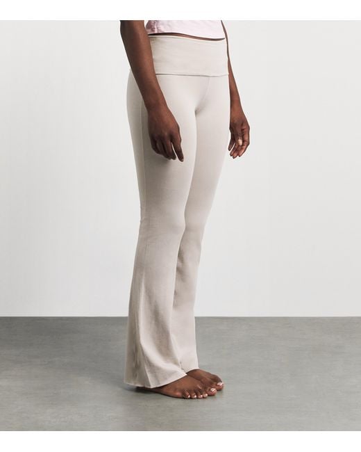 Skims Gray Cotton Jersey Foldover Trousers