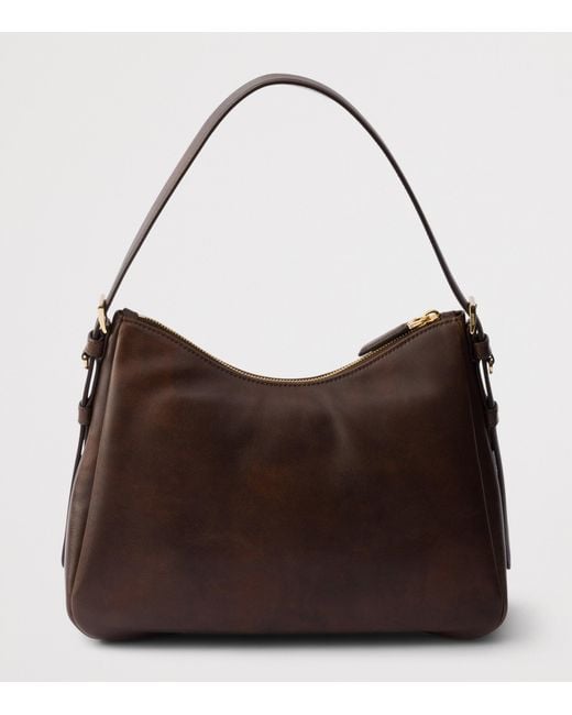 Prada Brown Medium Leather Aimée Shoulder Bag