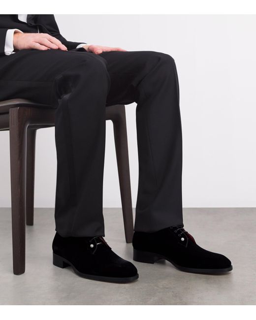 Christian Louboutin Black Chambeliss Night Strass Velvet Derby Shoes for men