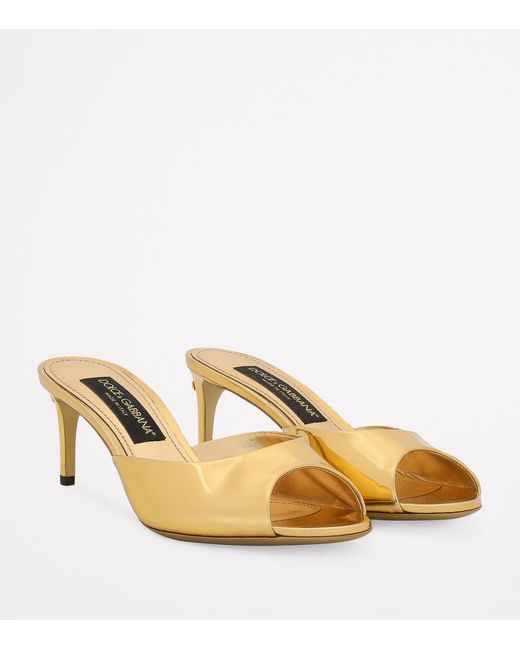 Dolce & Gabbana Metallic Patent Leather Mules 60