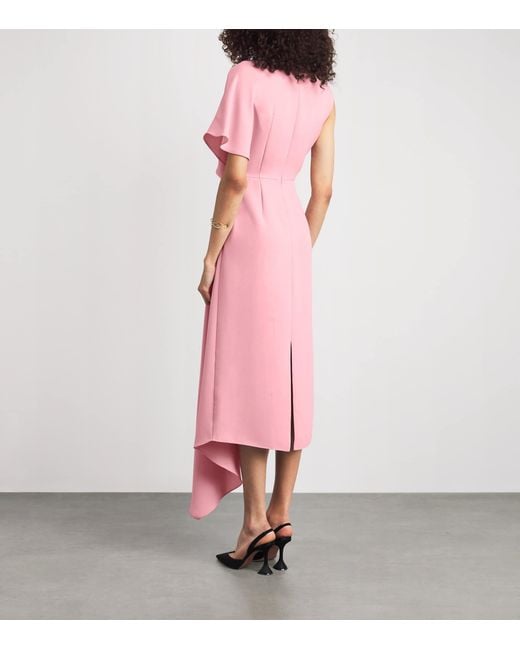 Roksanda Pink Crepe One-Shoulder Elva Midi Dress