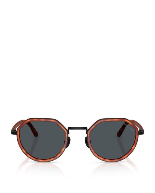 Giorgio Armani Black Metal Round Sunglasses for men