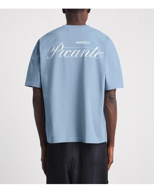Picante Blue Organic Cotton Tailor Logo T-Shirt for men