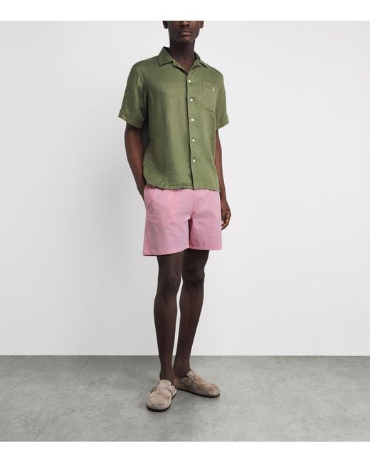 Polo Ralph Lauren Pink Seersucker Traveller Swim Shorts for men