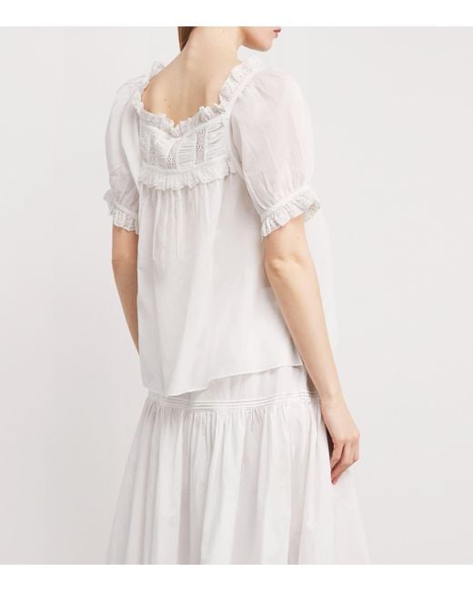 Doen White Organic Cotton-Blend Frances Blouse