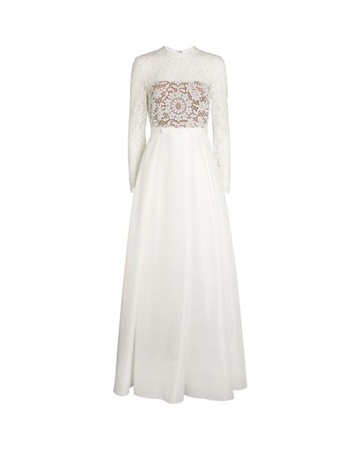 Self-Portrait White Bridal Guipure Lace Maxi Dress