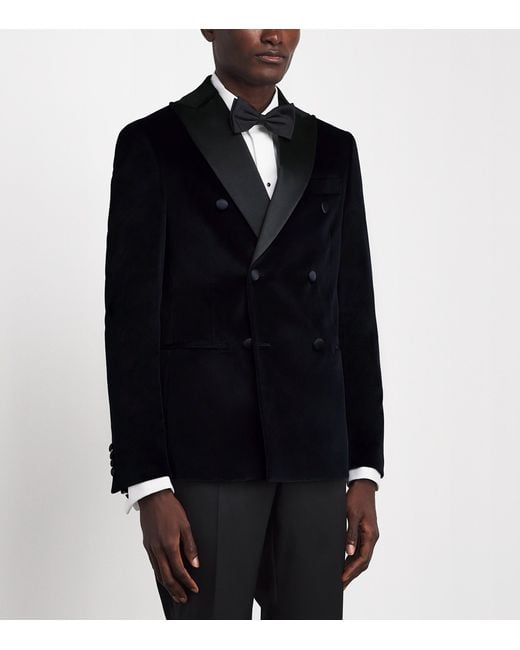 Pal Zileri Black Stretch-Cotton Double-Breasted Tuxedo Jacket for men