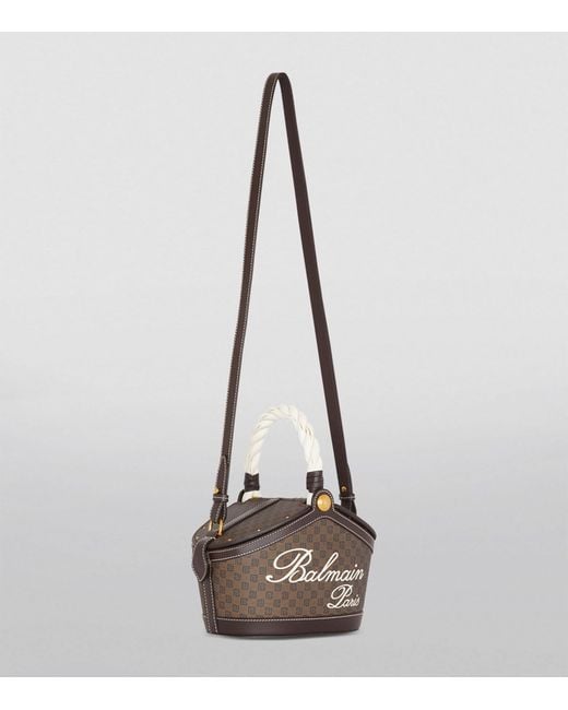 Balmain Brown Monogrammed Basket Bag