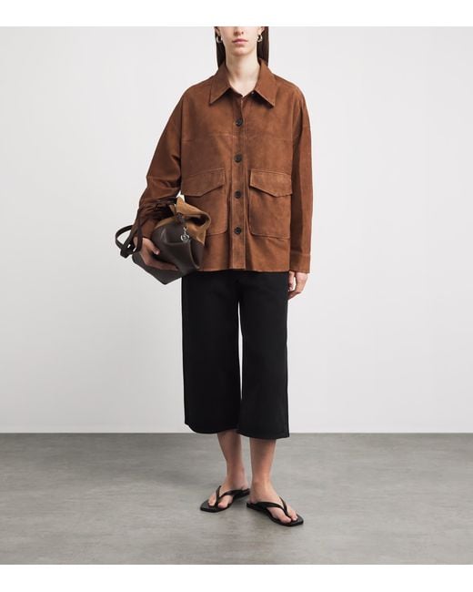 Arma Brown Lamb Suede Kaylee Shacket