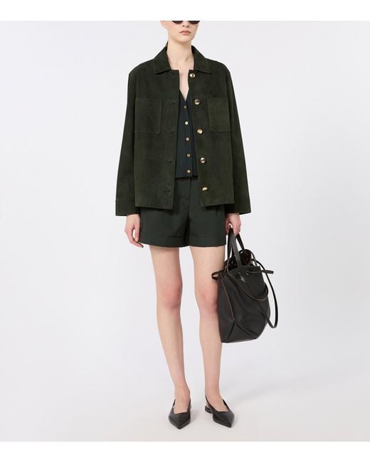 Max Mara Green Suede Shirt Jacket