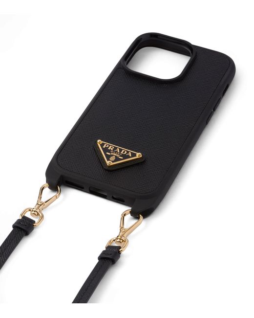 Prada Metallic Saffiano Leather Iphone 14 Case