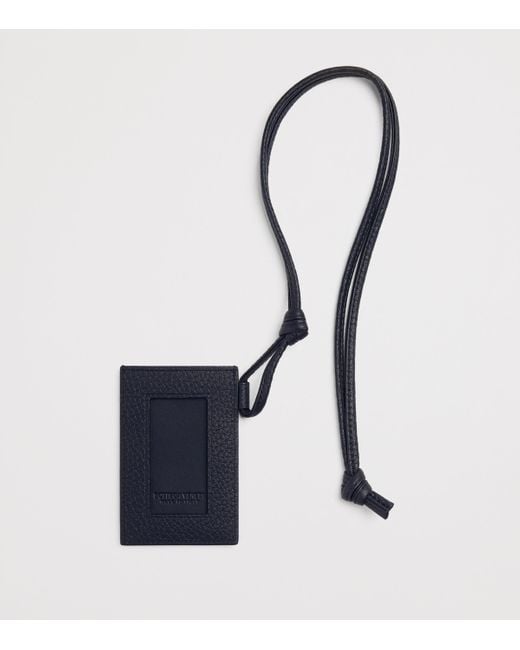 Bottega Veneta Blue Leather Intreccio Badge Holder for men