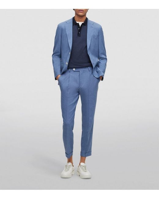 Boss Blue Cotton-Silk Polo Shirt for men