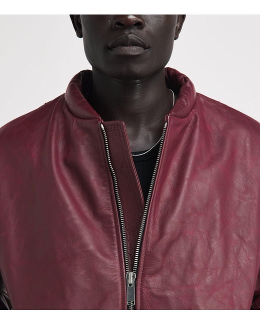 424 Red Leather Bomber Jacket for men