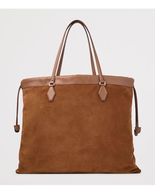 Jimmy Choo Brown Large Suede Drawstring Tote Bag