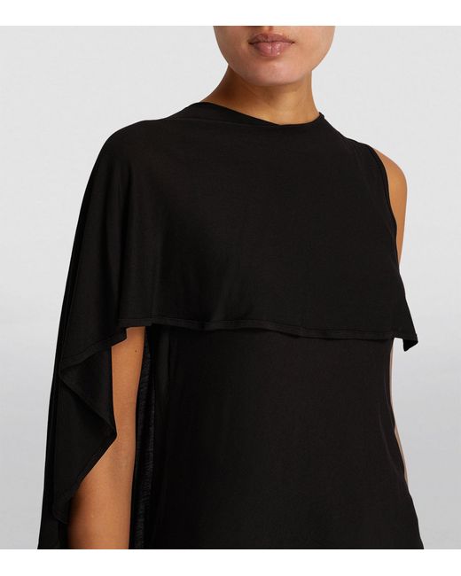 NINETY PERCENT Black Asymmetrical Gres Maxi Dress