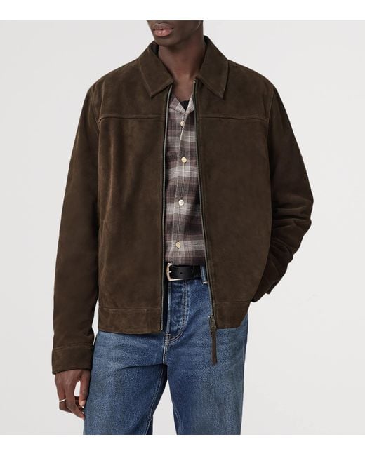 AllSaints Brown Rhone Leather Jacket for men
