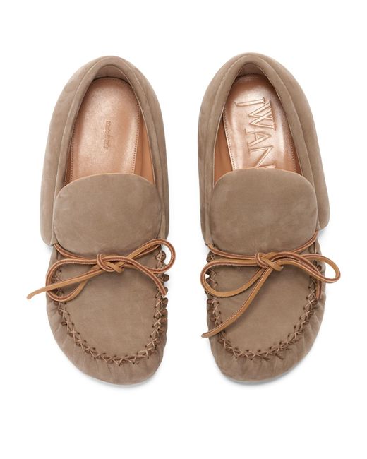 J.W. Anderson Natural Suede Bow-detail Heeled Loafers 40
