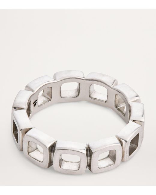 Tom Wood Black Sterling Cushion Band Open Ring for men