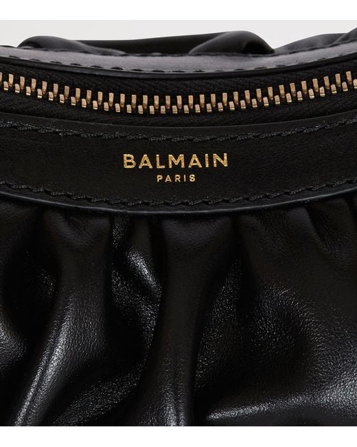 Balmain Black Mini Leather Ebene Top-Handle Bag