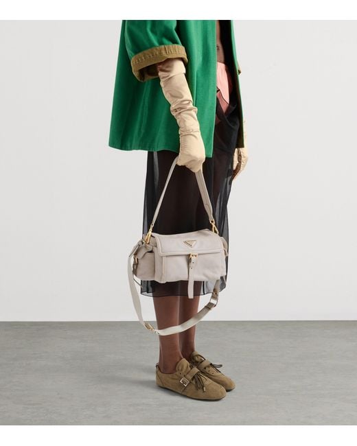 Prada Gray Medium Nappa Leather Explore Shoulder Bag