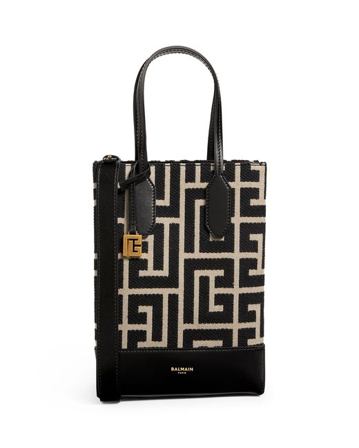 Balmain Leather Small Monogram Folded Shopping Bag in Ivory (White) Lyst