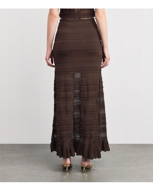Sandro Brown Panelled Maxi Skirt