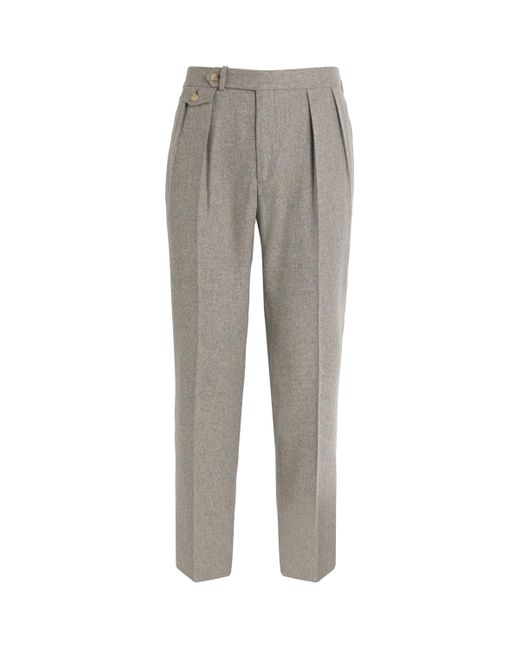 Polo Ralph Lauren Gray Wool Flannel Pleated Trousers for men